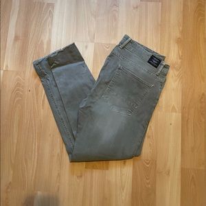 Zara Kacki Tan Denim Straight Leg Jean Pants